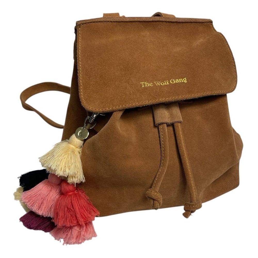 The Wolf Gang Brown Suede Backpack with Tassels